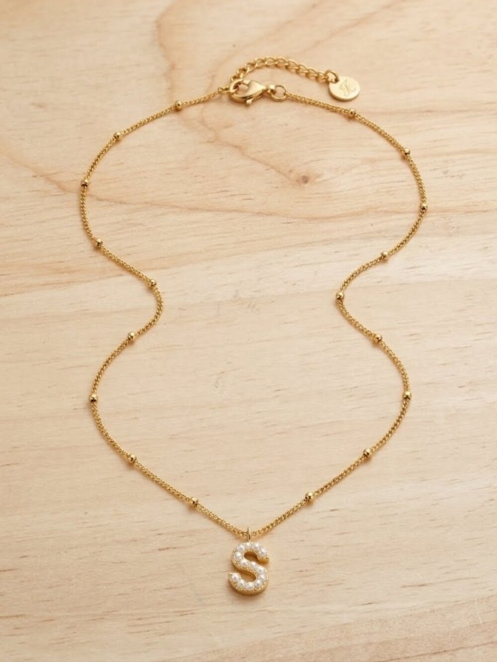 Gold Tone Stainless Steel Initial 'S' Pendant Necklace Women Jewelry